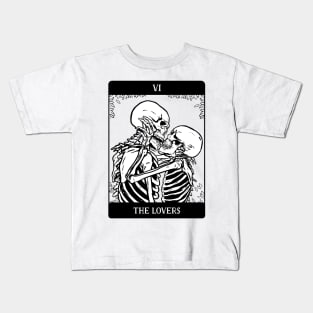 The Lovers Tarot Card Occult Gothic Skeleton Halloween Skull Kids T-Shirt